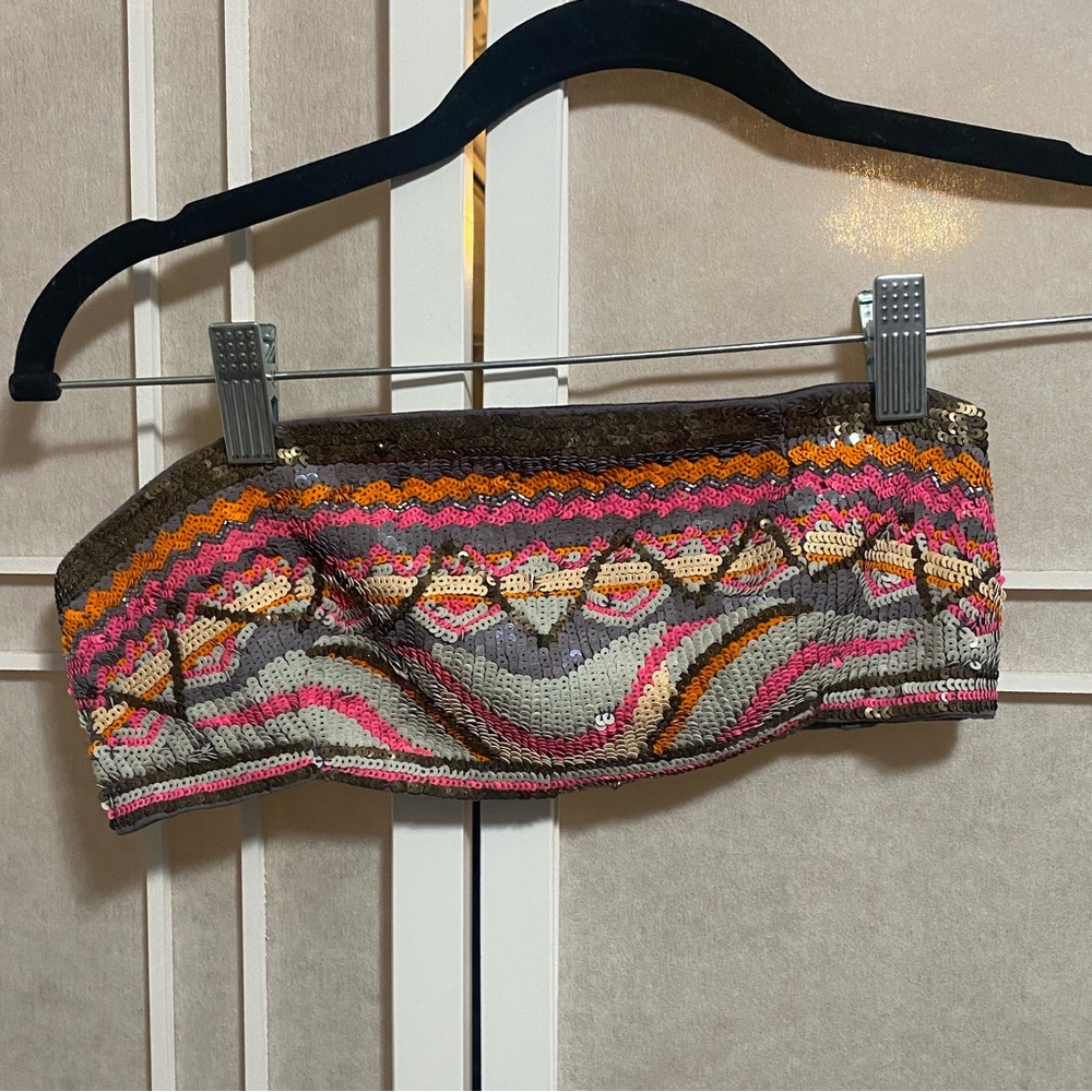 Urban Outfitters sequin beaded bralette tube top crop top bandeau S
